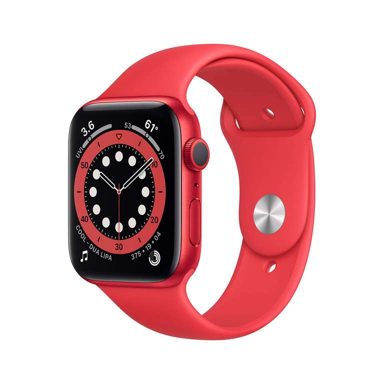 Amazon: Apple Watch Serie 6 (GPS, 44MM) - Caja de Aluminio Rojo con Correa Deportiva Roja (Reacondicionado)