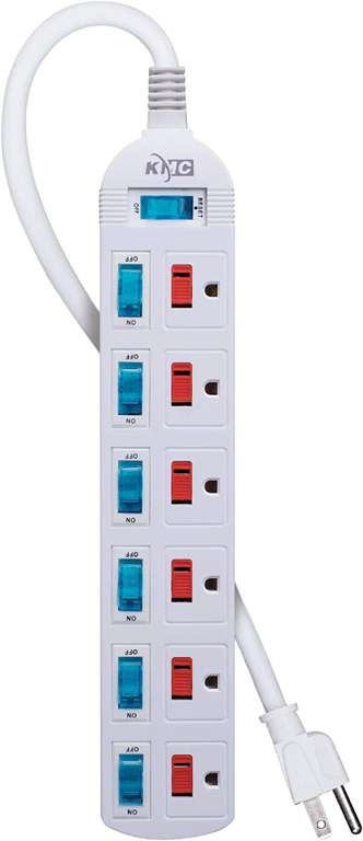 Amazon: KMC Regleta de alimentación de 6 salidas con interruptores individuales, protector de sobrecarga (Precio más bajo histórico)