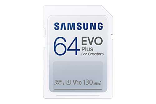 Amazon: Tarjeta SD Samsung 64 GB 130 MB/s, Full HD y 4K UHD, UHS-I, U1, V10 (MB-SC64K/AM)