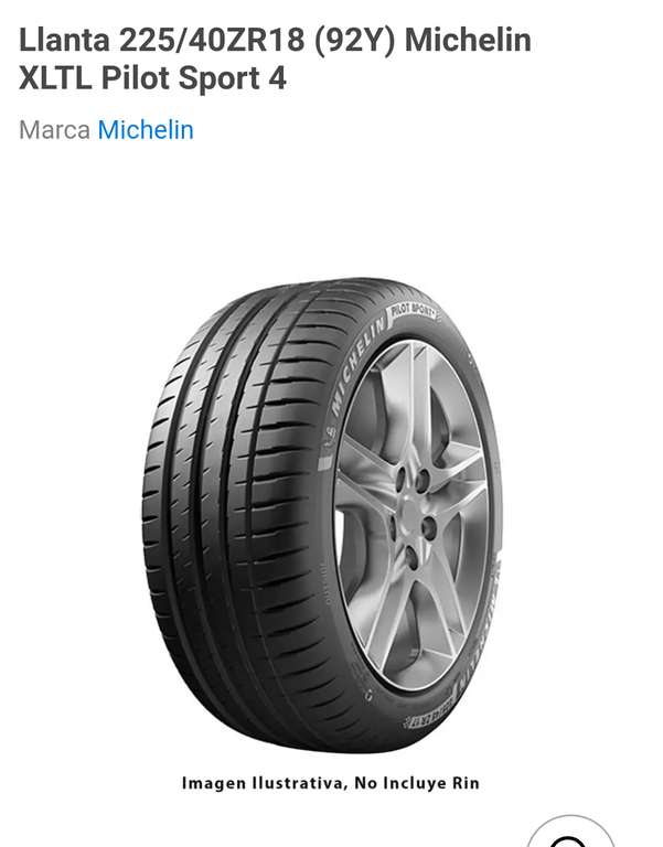 Walmart: Llanta Michelin 225/40R18