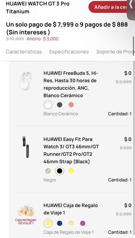 Huawei: Watch gt3 Pro version TITANIO + Freebuds 5 + Correa + Caja de regalo