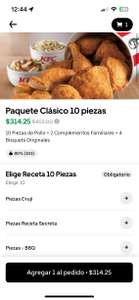 Uber Eats (Uber One): Paquete clásico 10 piezas en KFC