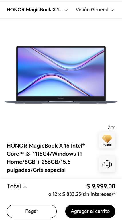 HONOR MagicBook X 15, 8/256 GB
