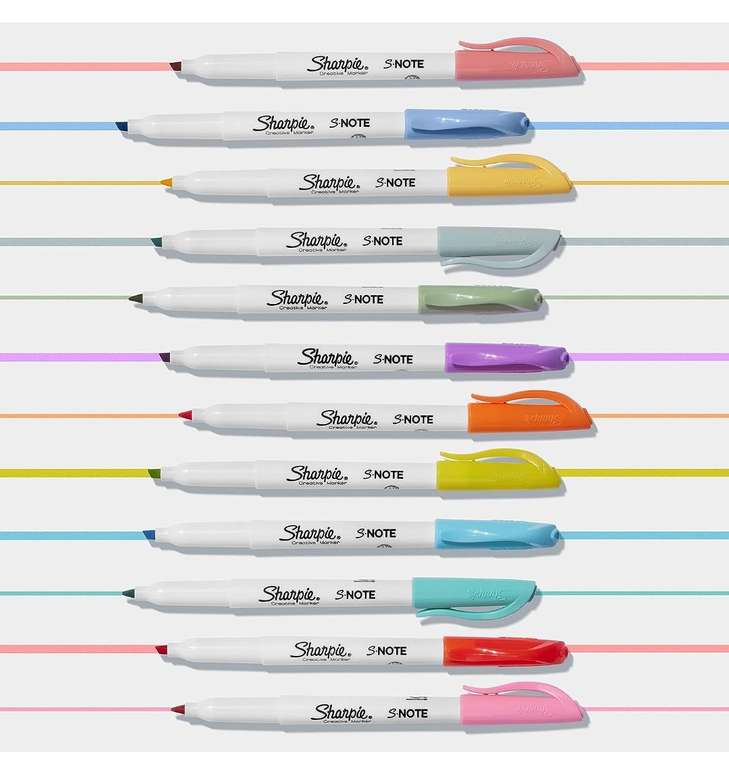 Amazon: Sharpie S-NOTE - Marcadores Creativos, Resaltadores, Colores Surtidos, Punta de Cincel, 36 unidades.