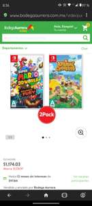 Bodega Aurrera: Bundle Videojuegos Nintendo Switch Super Mario 3D World + Bowser’s Fury + Animal Crossing