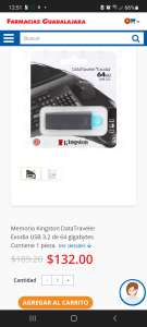 Farmacias Guadalajara: Memoria Kingston DataTraveler Exodia USB 3.2 de 64 gigabytes