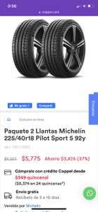 Coppel: Paquete 2 Llantas Michelin 225/40r18 Pilot Sport 5 92y