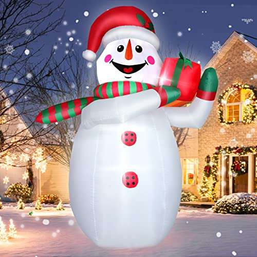 Amazon: 2.5M Decoración de Navidad inflable del muñeco de nieve al exterior, decoración del patio de Navidad con luces LED incorporadas