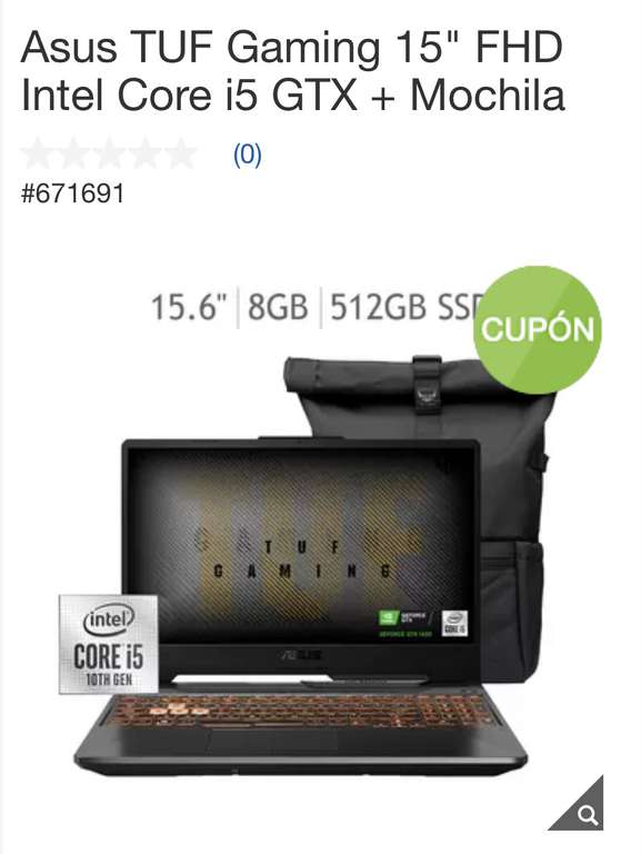 Costco: Laptop Asus TUF Gaming + Mochila con cupón Costco Citibanamex