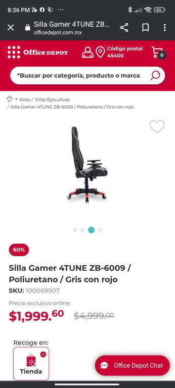 Office Depot: Silla Gamer 4TUNE ZB-6009 | Recoger en tienda