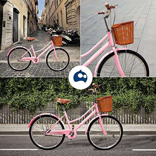 Amazon: Bicicleta Urbana, Rodada 26, Marco y Estructura de Acero con Canasta para Bicicleta, Diseño Clásico Vintage