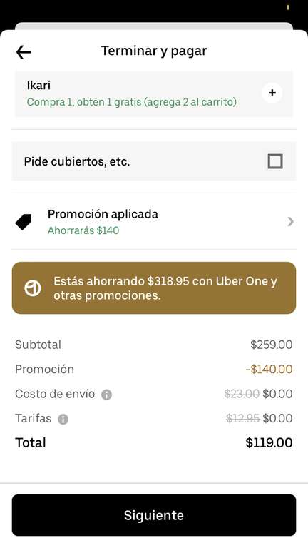 Uber eats [Members One]: 2 órdenes de sushi y 2 Kushiage por $119.00 en Moshi Moshi. (Leer descripción)