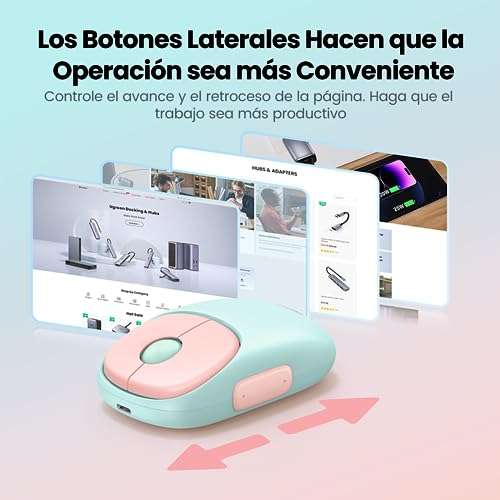 Amazon: UGREEN Mouse Inalámbrico Recargable 2.4G y Bluetooth, 5 Botones y dpi 4000