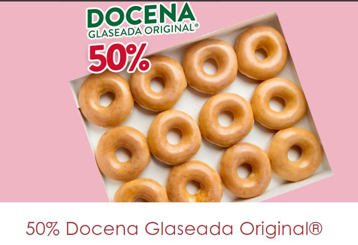 Krispy Kreme: 50% Off docena glaseada original y sabor fresa por el día de la mamá