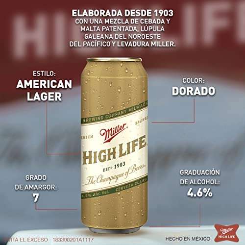 Amazon: Miller High Life, Cerveza, 12 Latas de 710ml