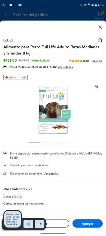 Walmart: Alimento para Perro Full Life 8 Kg