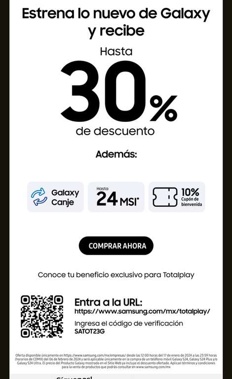 Descuentos en Samsung Store Totalplay para Galaxy S24