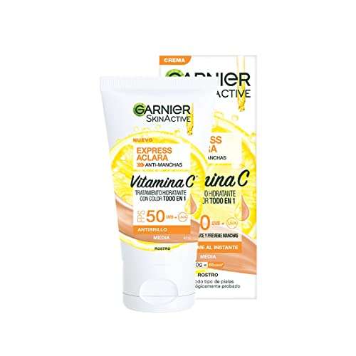 Garnier Crema Hidratante con protección solar FPS50 y Vitamina C - Amazon | envío gratis con Prime