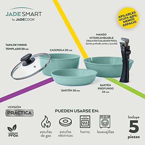 Amazon: Batería de cocina Jade Smart con mango desmontable con 43% de escuento con cupon del vendedor!!!