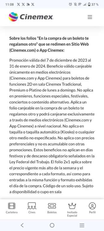 Cinemex: 2x1 en boletos escaneando QR (ver imagen, leer descripción)