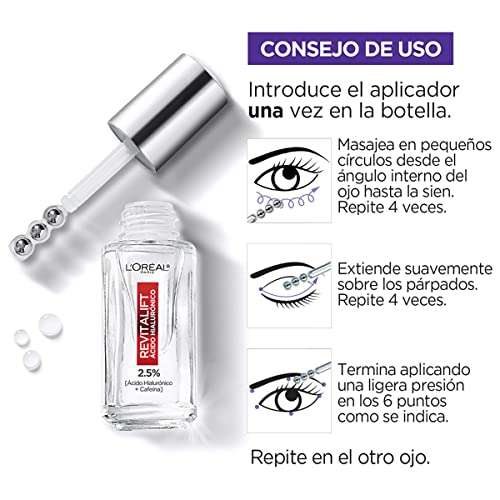Amazon: L'Oréal Paris Serum de Ojos Anti Líneas de Expresión Revitalift Ácido Hialurónico, 20 ml.