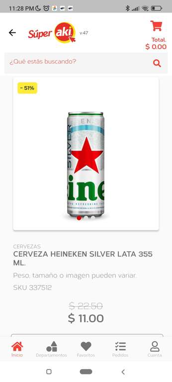 Super Aki: Heineken silver $11 x pza