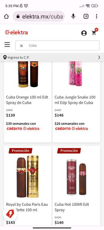 Elektra: Perfumes Cuba en descuento