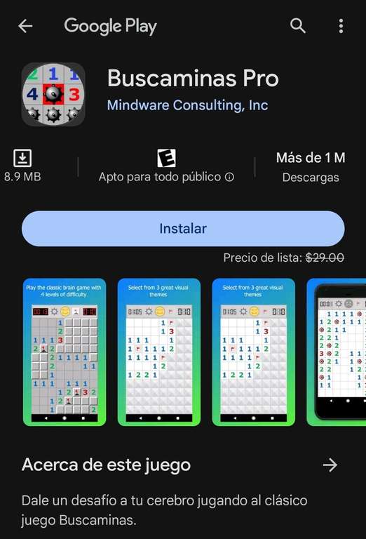 Google Play: Buscaminas Pro