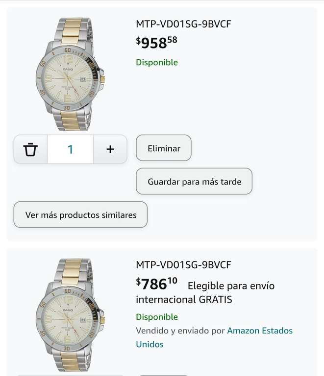 Amazon: Reloj casio acero inoxidable