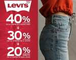 Levi's: Hasta 40% de descuento (Promoción escalonada) Levi's Factory Store Gran Plaza Mazatlán