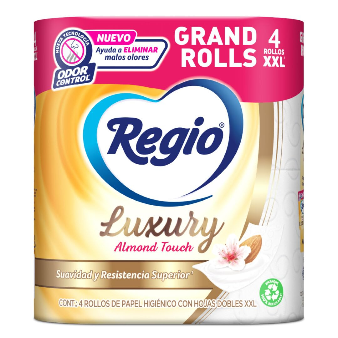 Amazon: Papel Higiénico Regio Luxury Almond Touch 4 Rollos con 180 Hojas Dobles