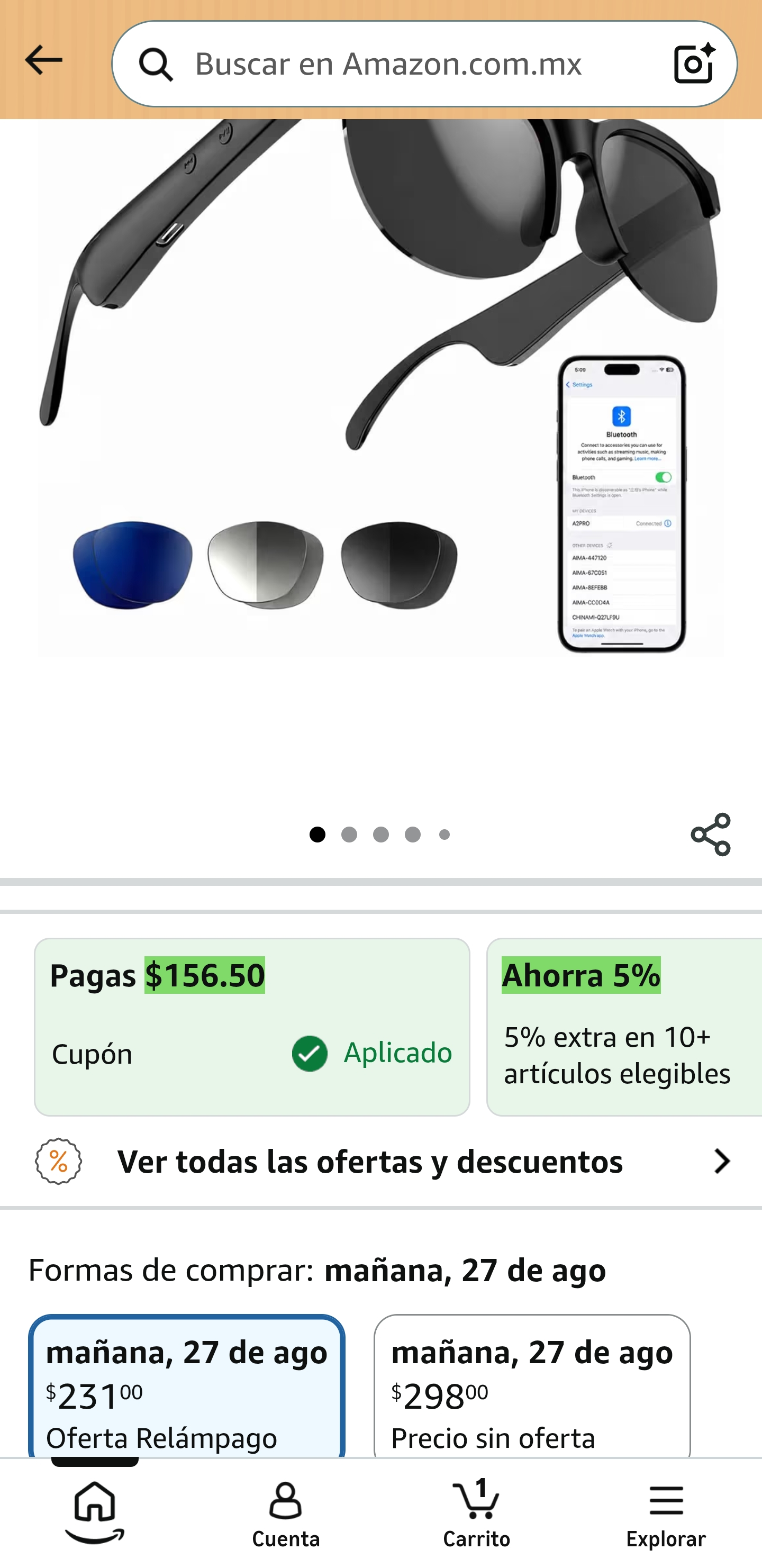 Amazon: Gafas Bluetooth con descuento extra