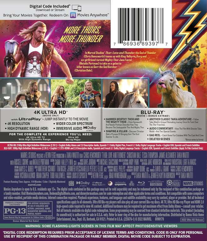 Amazon: Thor Love and Thunder Bluray 4K UHD + código Movies Anywhere