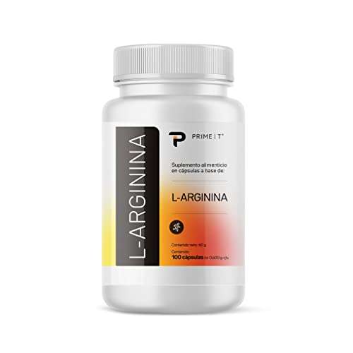 Amazon: L-Arginina Primetech Nutrition 100 cápsulas con 500 mg de arginina