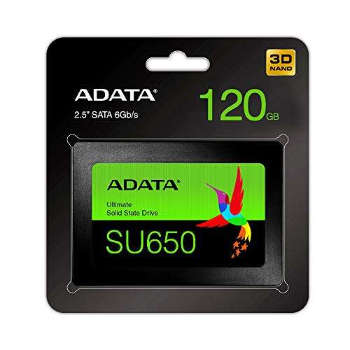Amazon: ADATA Unidad de Estado Sólido SSD SU650 120 GB 3D NAND, SATA III, 2.5",TLC, 520 MB/s de lectura y 450 MB/s de escritura