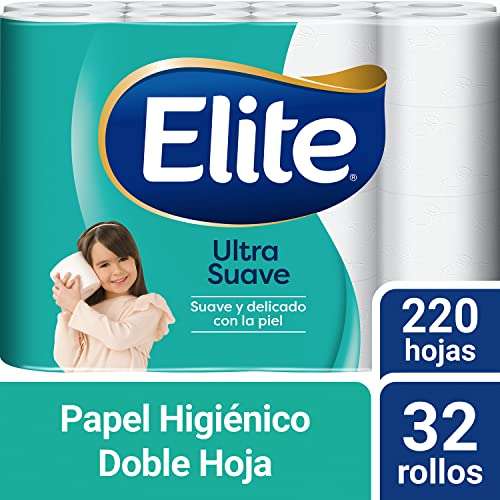 Amazon: Elite Ultra Suave Papel Higiénico Doble Hoja 32 Rollos - Suave y Delicado con la Piel
