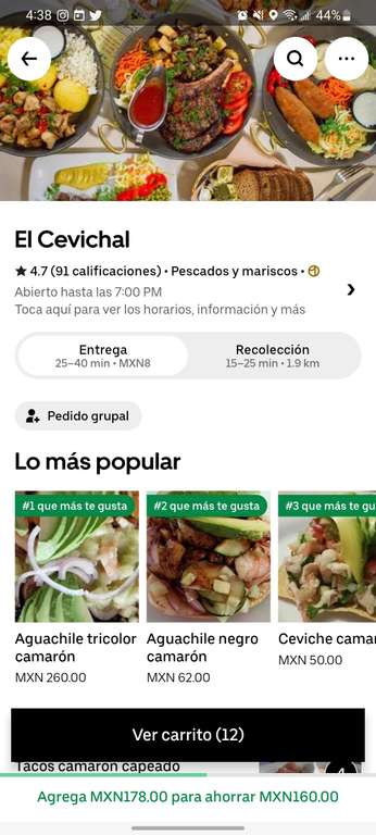 Uber Eats: El Cevichal, tacos de pescado 2x1 + gasta 400 te descuentan 160