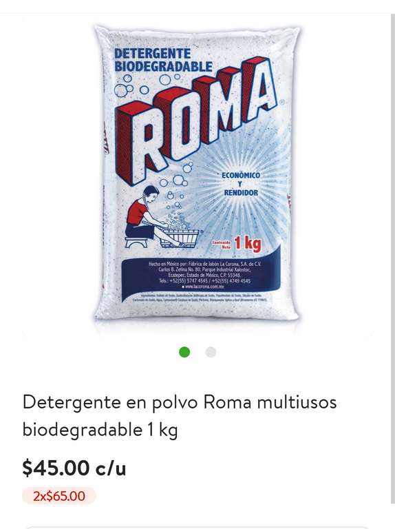 Bodega Aurrera: Jabón Roma 2 Kg x $65