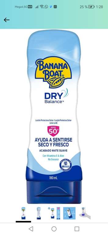 Amazon: Banana Boat Dry Balance Loción 50+ | envío gratis con Prime
