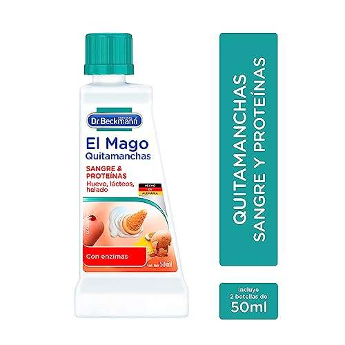  Dr. Beckmann - Mago Quitamanchas Sangre y Proteínas (Elimina  manchas de Huevo, Leche) 2 Botellas de (50ml c/u) 