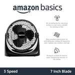 Amazon Basics Ventilador circulador de 28 cm con cabezal de inclinación de 90° y 3 ajustes de velocidad, silencioso (30 dB), ligero (1.4 kg)