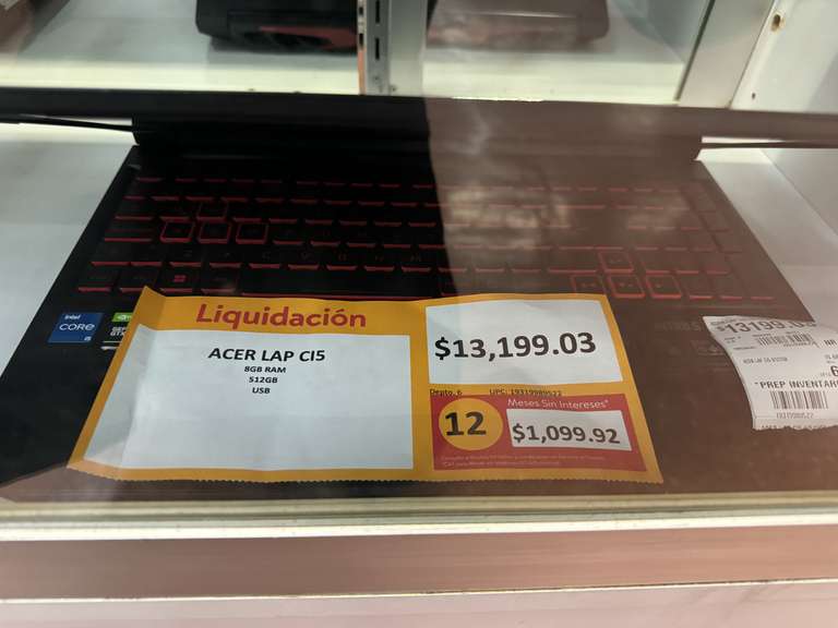 Walmart: Laptop Acer Nitro 5 N20C1 Intel Core i5 8GB 512GB SSD (En tienda Walmart Muñoz SLP)