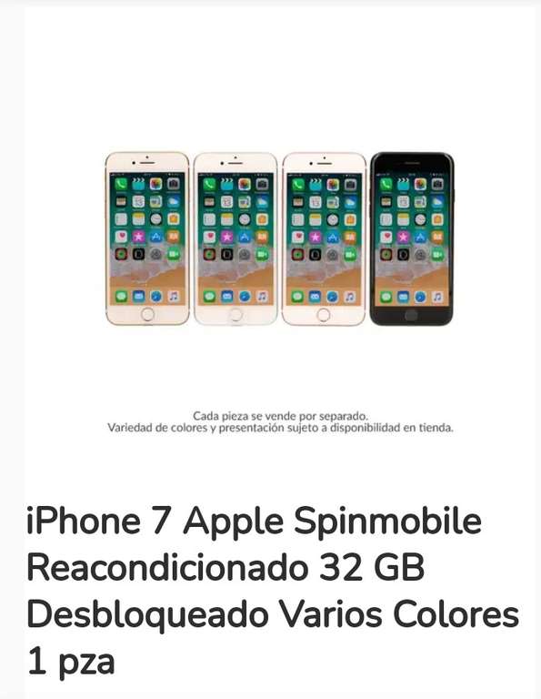 Bodega Aurrerá CDMX iPhone 7 Apple 32 GB spinmobile reacondicionado