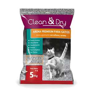 Amazon: CLEAN & DRY Arena Aglutinante para gatos con Aroma 5Kg