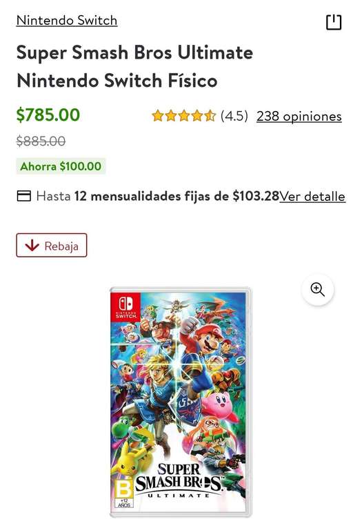 Walmart: Super Smash Bros Ultimate Nintendo Switch Físico