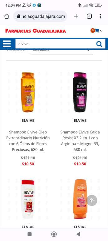 Farmacias Guadalajara: Shampoo Elvive 10.50(sujeto a disponibilidad)