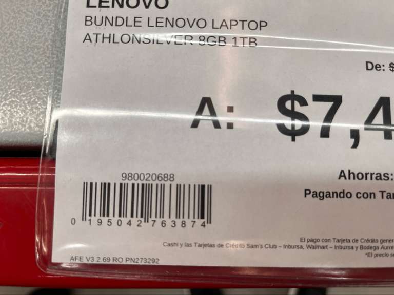 Sam’s club Lenovo ideapad (Tienda Fisica)