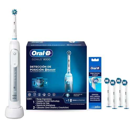 Amazon: Oral B Cepillo de Dientes Eléctrico Recargable Genius 8000 + 4 Repuestos Precision Clean + Cupón