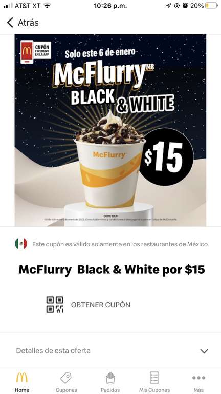McDonald’s: Mcflurry Black & white (cupón exclusivo de la app)