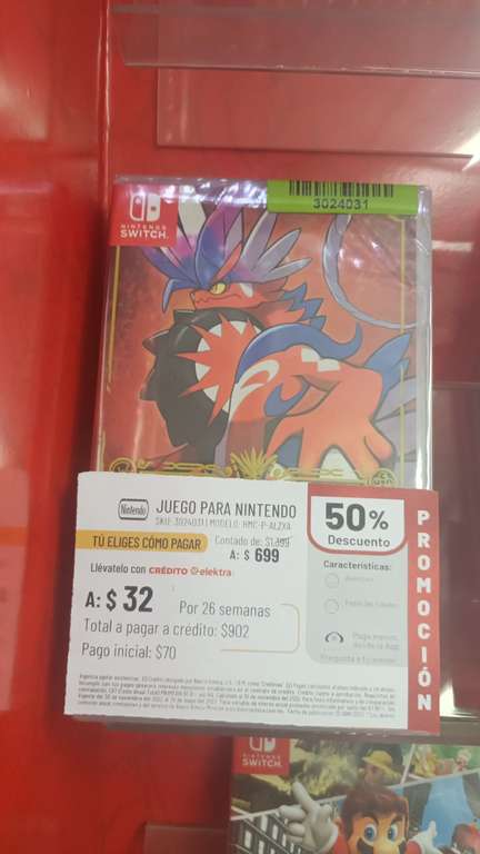 Elektra: Pokémon Scarlet & Violet nintendo switch ($699 c/u) + Chuches